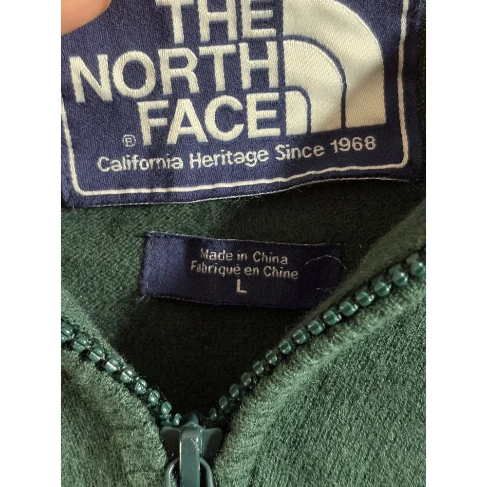The North Face Mens Forest Green Cotton Wool Blend Quarter Zip Sweater‎ Large